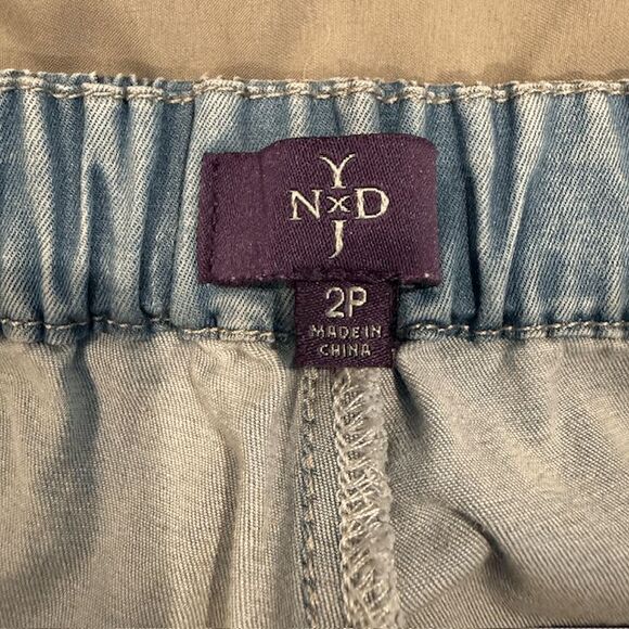NYDY Jamie Chambray Relaxed Ankle Pants Drawstring Elastic Waist Size 2 - Picture 6 of 14